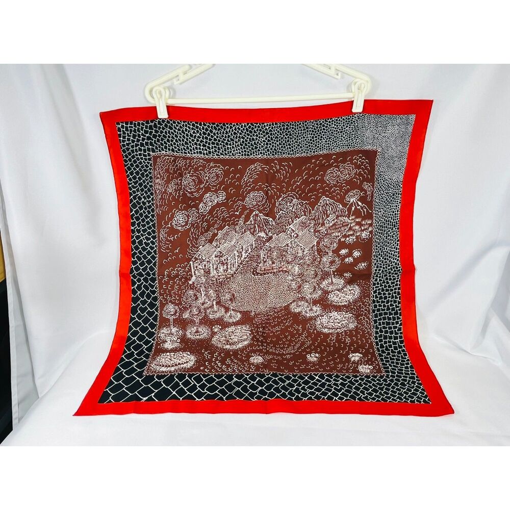 Country Scarf Farm Farmhouse Barn Vintage Red Black Large Village Avant Garde